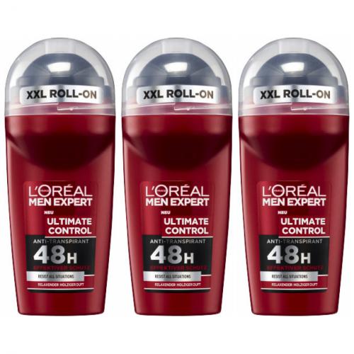 3 x LOreal Men Expert XXL Deo Roll on Ultimate Control 50ml Dose