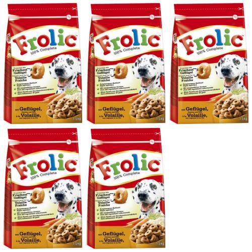 5 x Frolic Complete Hundefutter Trockenfutter Geflügel 1,5kg