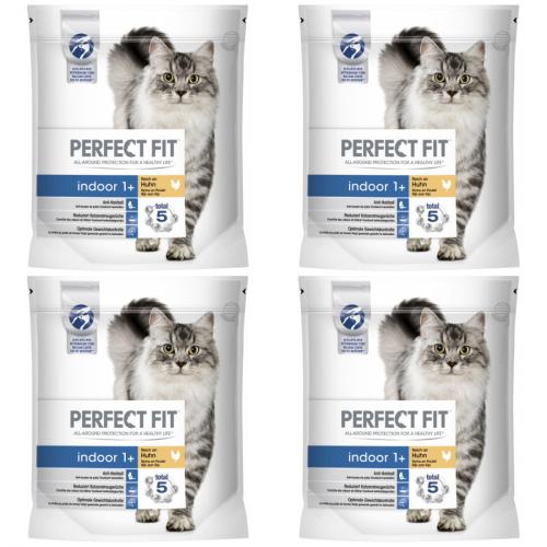 4 x perfectFit Indoor 1 + Huhn 1,4kg Beutel
