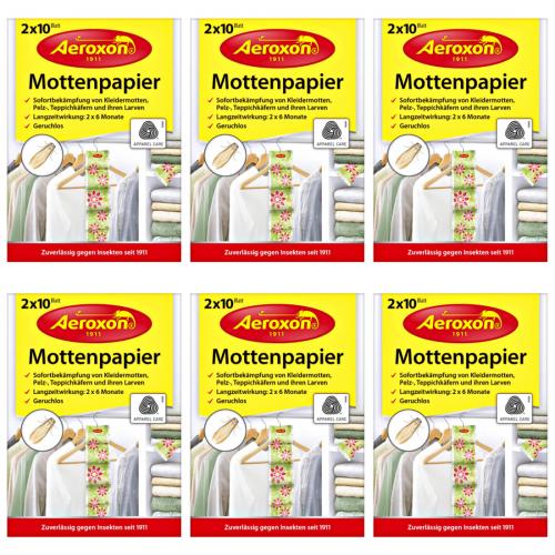6 x Aeroxon Mottenpapier 2er