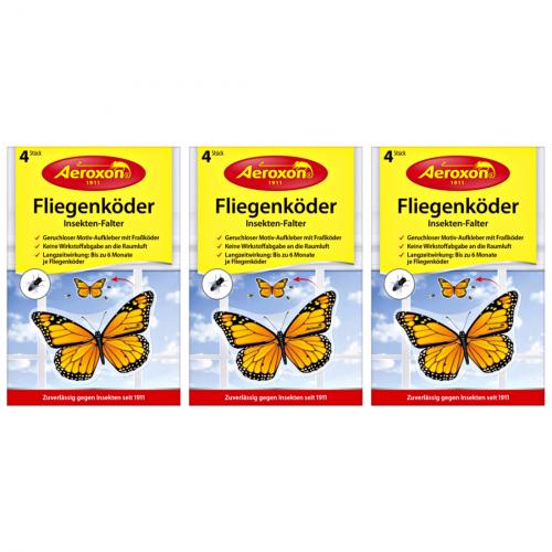 3 x Aeroxon Fliegenköder Insekten-Falter 4er Pack
