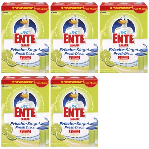5 x WC Ente Frische Siegel Fresh Disks Limone/Limette 2x36ml