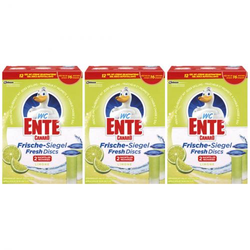 3 x WC Ente Frische Siegel Fresh Disks Limone/Limette 2x36ml