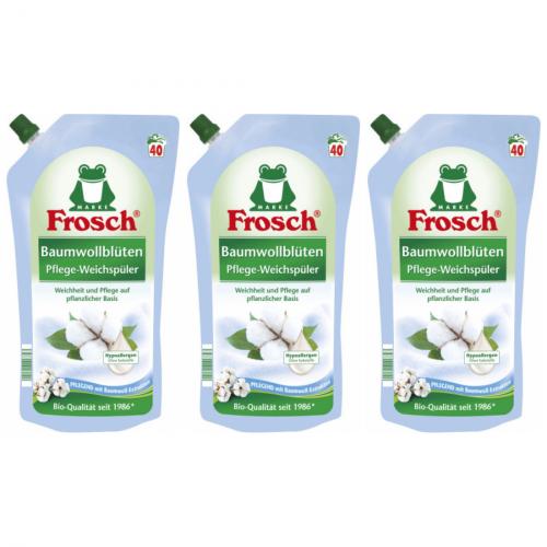 3 x Frosch Baumwollblten Pflege-Weichspler 1 Liter pflanzliche Basis