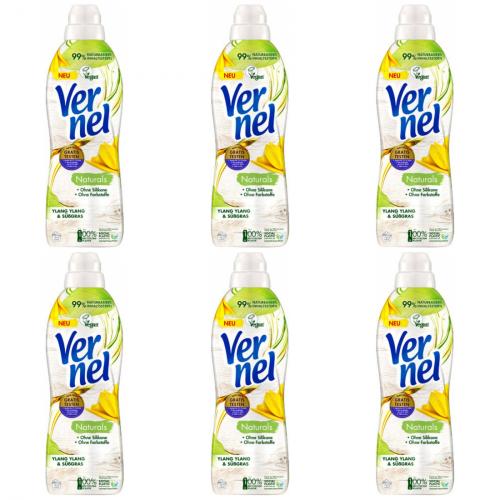 6 x Vernel Weichspler Naturals Ylang Ylang & Sgras 32 Waschladungen 800ml