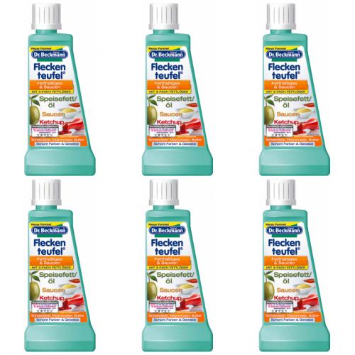 6 x Dr. Beckmann Fleckenteufel Fetthaltiges / Saucen, 50ml Flasche