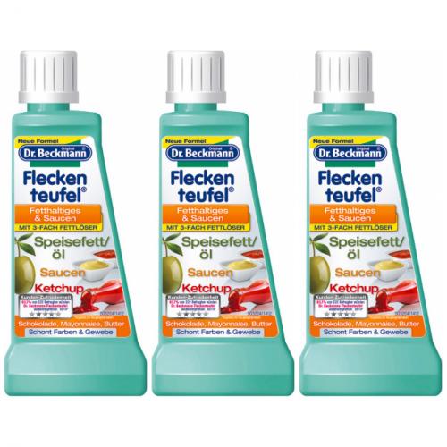 3 x Dr. Beckmann Fleckenteufel Fetthaltiges / Saucen, 50ml Flasche