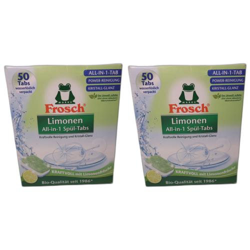 2 x Frosch Limonen Geschirrspltabs 50er Kraftvolle Reinigung All-in-One