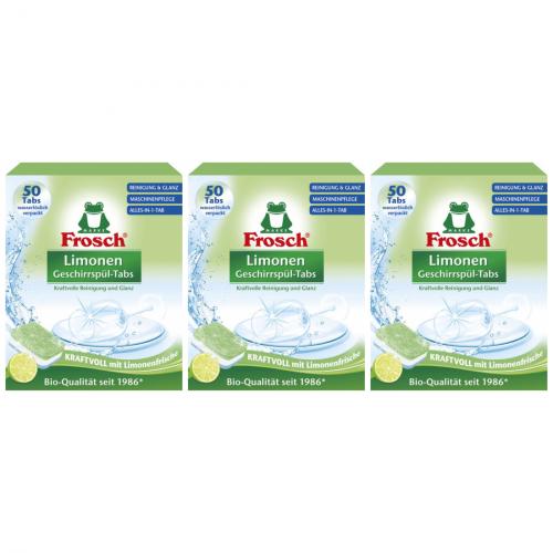 3 x Frosch Limonen Geschirrspltabs 50er Kraftvolle Reinigung All-in-One