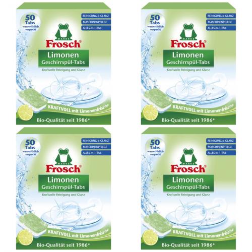 4 x Frosch Limonen Geschirrspltabs 50er Kraftvolle Reinigung All-in-One