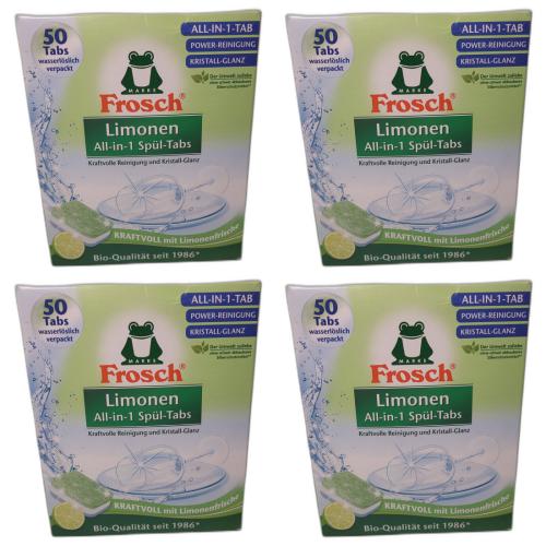 4 x Frosch Limonen Geschirrspltabs 50er Kraftvolle Reinigung All-in-One