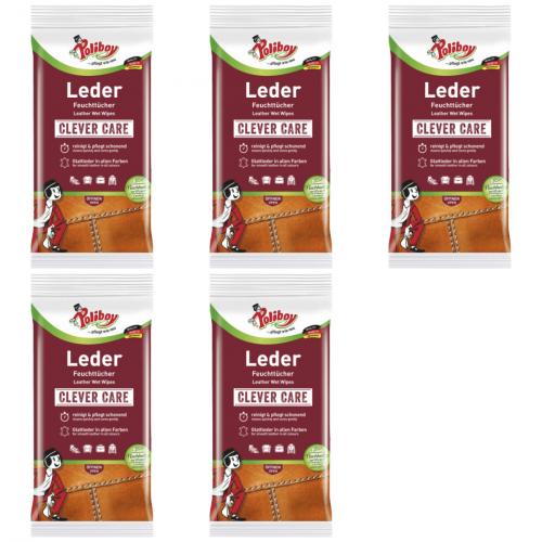 5 x Poliboy Lederpflege Feuchttcher Clever Care reinigt und pflegt schonend