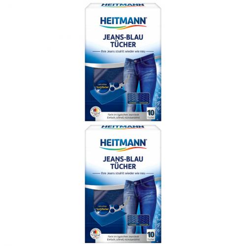 2 x Heitmann Jeans-blau Tücher, 10er Pack Karton