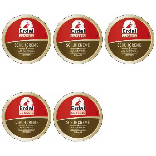 5 x Erdal Dosencreme Braun 75ml Dose