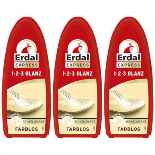 3 x Erdal 1-2-3 Schnellglanz farblos