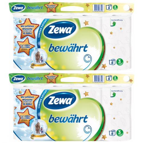 2 x zewa bewaehrt 3-lagig 8er