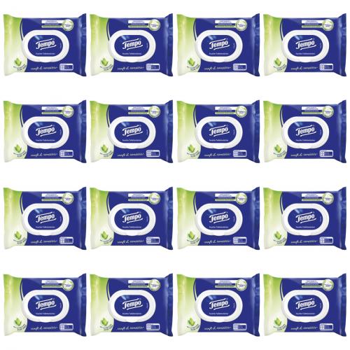 16 x Tempo Toilettenpapier Feucht Sanft & Sensitiv 42 Tcher Nachfueller