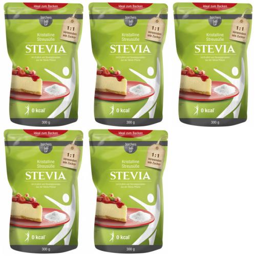 5 x Borchers Stevia Kistalline Streusüße