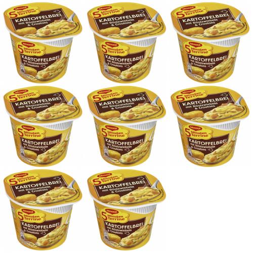 8 x Maggi 5min Terrine Kartoffelbrei Zwiebeln 56g Becher