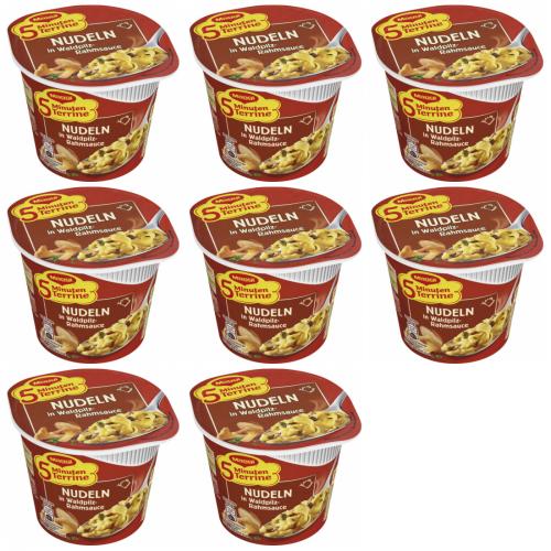 8 x Maggi 5min Terrine Nudeln in Waldpilzrahmsoe 56g Becher