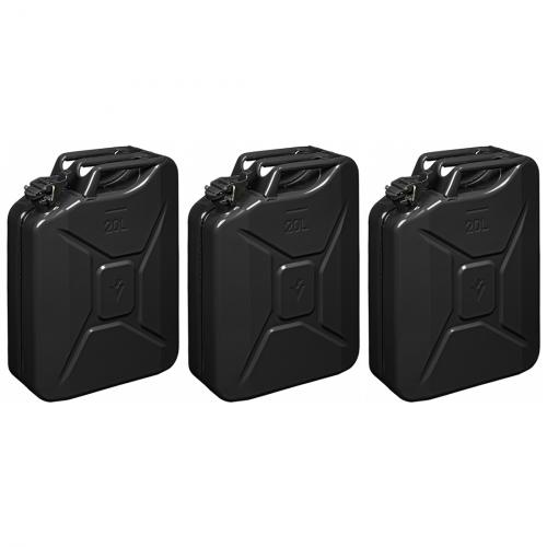 3 x Benzinkanister 20L metall schwarz UN- & TUEV/GS-geprueft