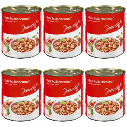 6 x JedenTag Fleischbllchentopf mit Tomaten und Nudeln 800g Dose