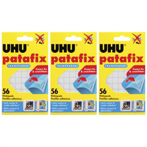 3 x Uhu Patafix Transparent 56 Stck