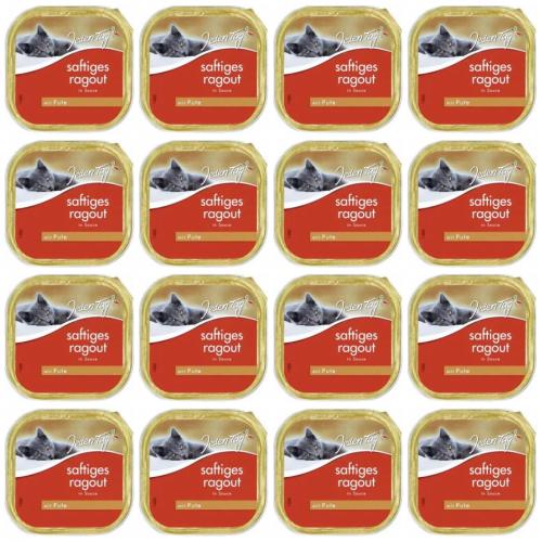 16 x JedenTag Katzenfutter Ragout Pute 100g Schlchen