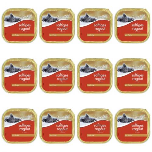 12 x JedenTag Katzenfutter Ragout Pute 100g Schlchen