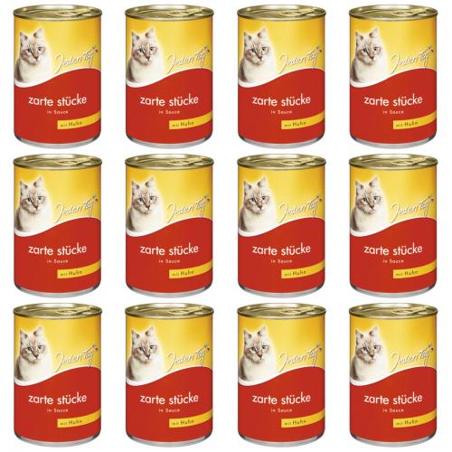 12 x JedenTag Katzenfutter Huhn in Sauce 415g Dose