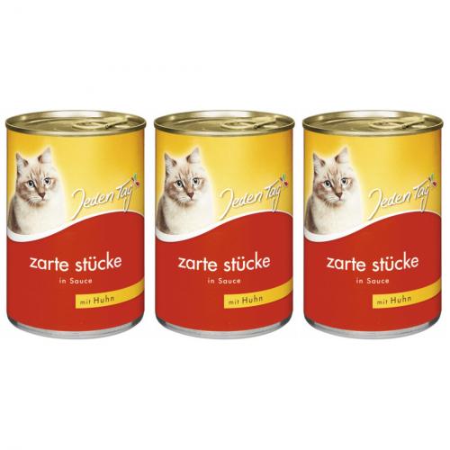 3 x JedenTag Katzenfutter Huhn in Sauce 415g Dose