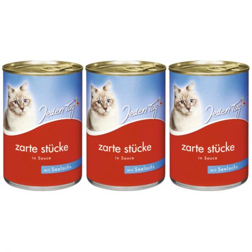 3 x JedenTag Katzenfutter Seelachs in Sauce 415g Dose