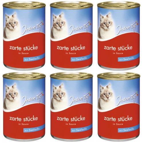 6 x JedenTag Katzenfutter Seelachs in Sauce 415g Dose