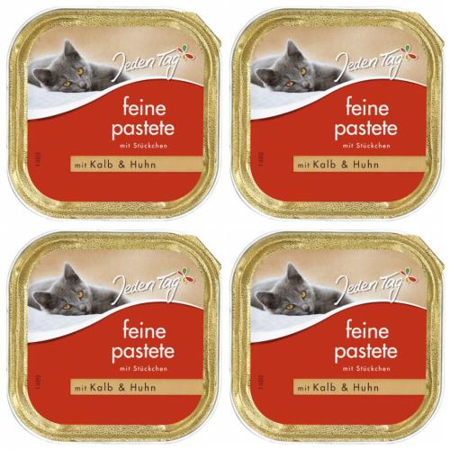 4 x JedenTag Katzenfutter Kalb und Huhn 100g Schlchen