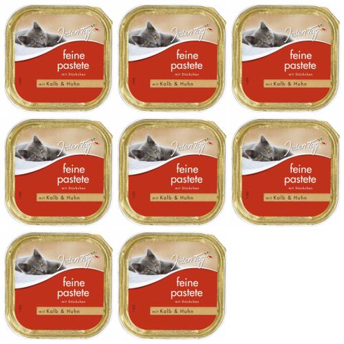 8 x JedenTag Katzenfutter Kalb und Huhn 100g Schlchen