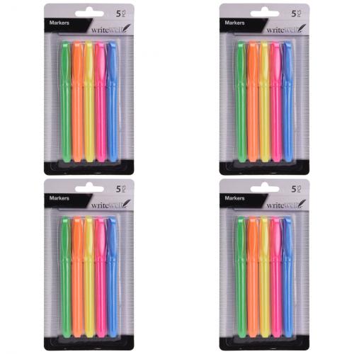4 x Haushaltswaren-guru Textmarker 5-Farben Set