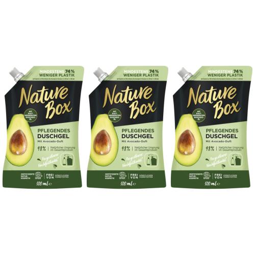 3 x Nature Box Duschgel Avocado 500ml Nachfller-Pack