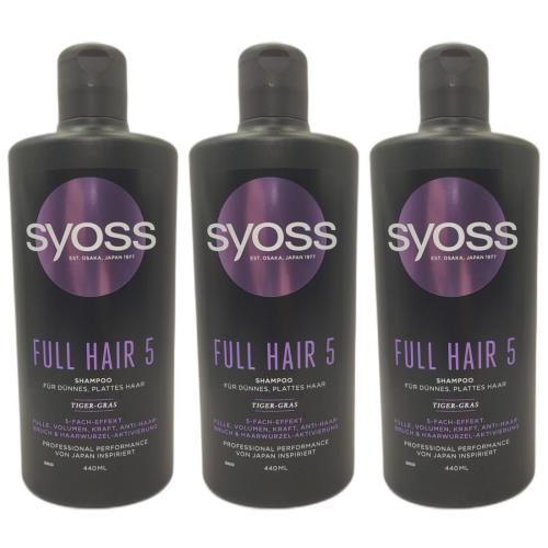 3 x Syoss Shampoo Full Hair 5 440ml Flasche