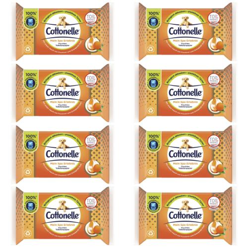 8 x Cottonelle feuchtes Toilettenpapier Spa Erlebnis Orangenöl 42er Pack