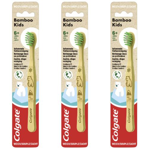 3 x Colgate Zahnbrste Bamboo Kids sanft 1er Pack