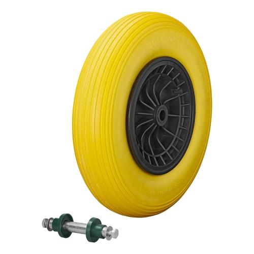 PU-Reifen mit Kunststoff-Felge 16" 4.00-8 inkl. Achse 20mm