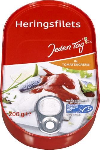 JedenTag Heringsfilet in Tomatencreme 200g Dose
