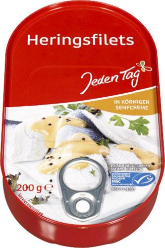 JedenTag Herings Filet in krnig Senfcreme 200g Dose