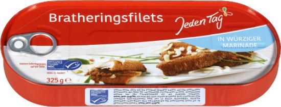 JedenTag Bratheringsfilet in wrziger Marinade 325g Dose