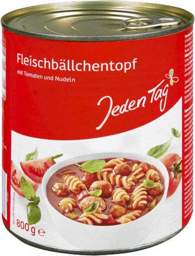 JedenTag Fleischbllchentopf mit Tomaten und Nudeln 800g Dose