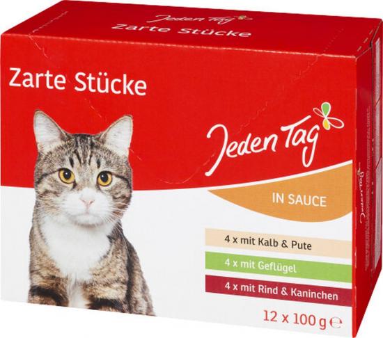 JedenTag Katzenfutter in Sauce Multipack 12x100g (Fleisch)