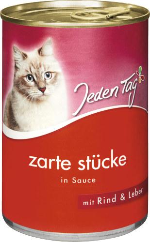 JedenTag Katzenfutter Rind und Leber in Sauce 415g Dose