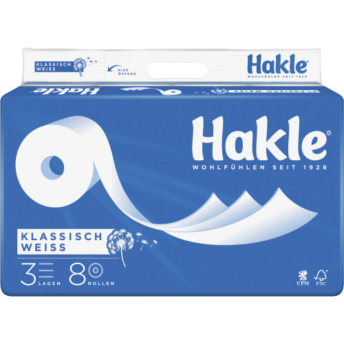 Hakle Klassisch Wei 3 Lagig 8 Rollen
