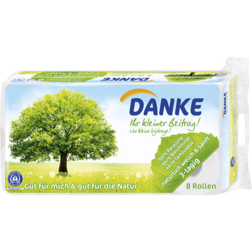 Danke Toilettenpapier 3-lagig 8 Rollen