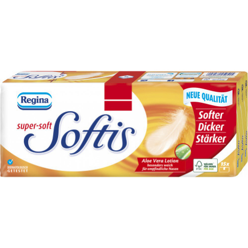 Regina Softis Taschentcher 1x Aloe Vera 4-lagig 15 Pckchen 